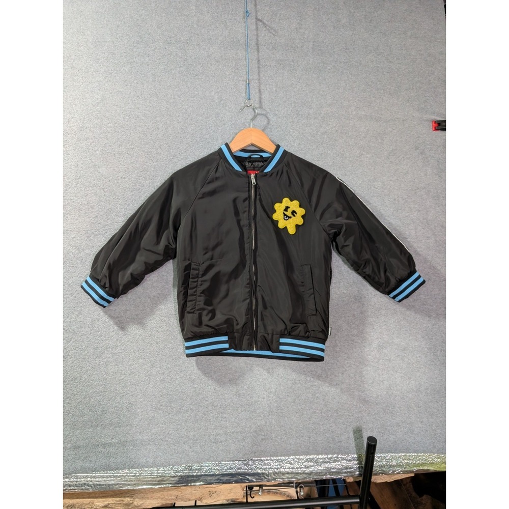 Ice Cream Kids Varsity Bomber Jacket Youth 7/8 Black Blue Patches‎ 2023